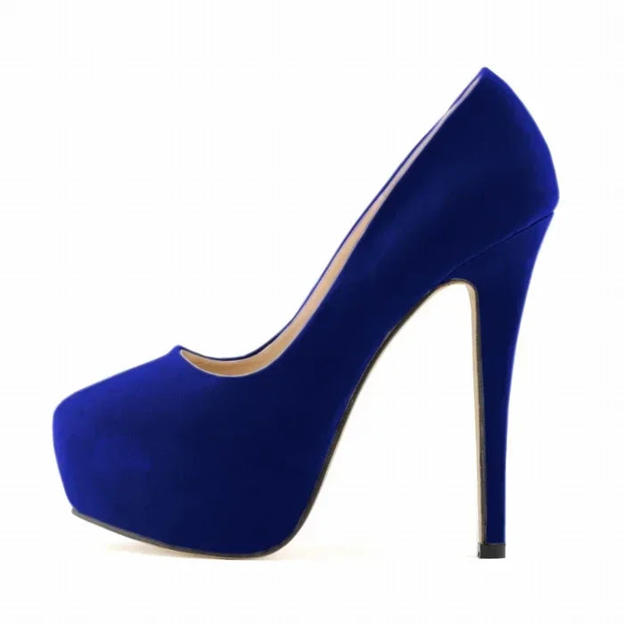 New Cross-dresser Men's Platform Pumps Unisex Queen 14cm Sexy Party Nightclub Court Flock Concealed Round Toe High Heels Shoes