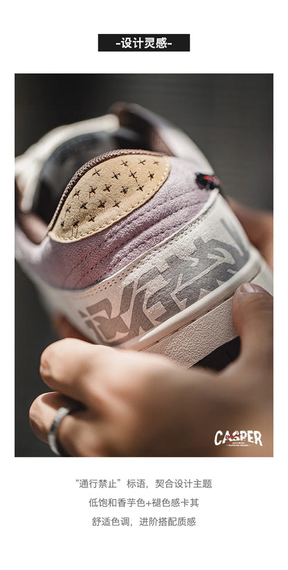 Fashion Men's Sports Shoes Retro Niche Design Punk Style Street Skateboard Shoes Sports Casual Shoes Plaid Men's Shoes