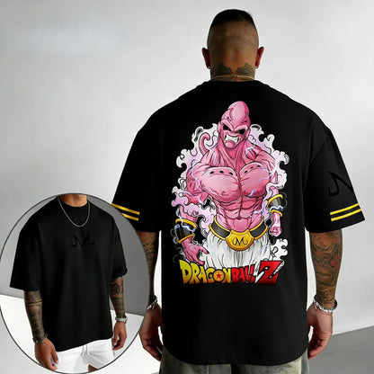 Anime Cotton T-shirt Summer New Majin Buu Printed Men's and Women's Trendy Loose Casual Short Sleeve Top
