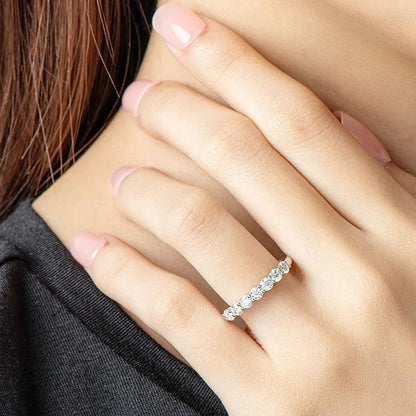 3mm D Color Moissanite Ring s925 Sterling Sliver Plated 18k White Gold Eternity Band Wedding Engagement Rings For Women
