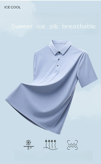 Men's Golf Outdoor Casual Polo Shirt T-Shirt Summer High-End Brand Cool and Breathable Fitness Sports Short Sleeve Top