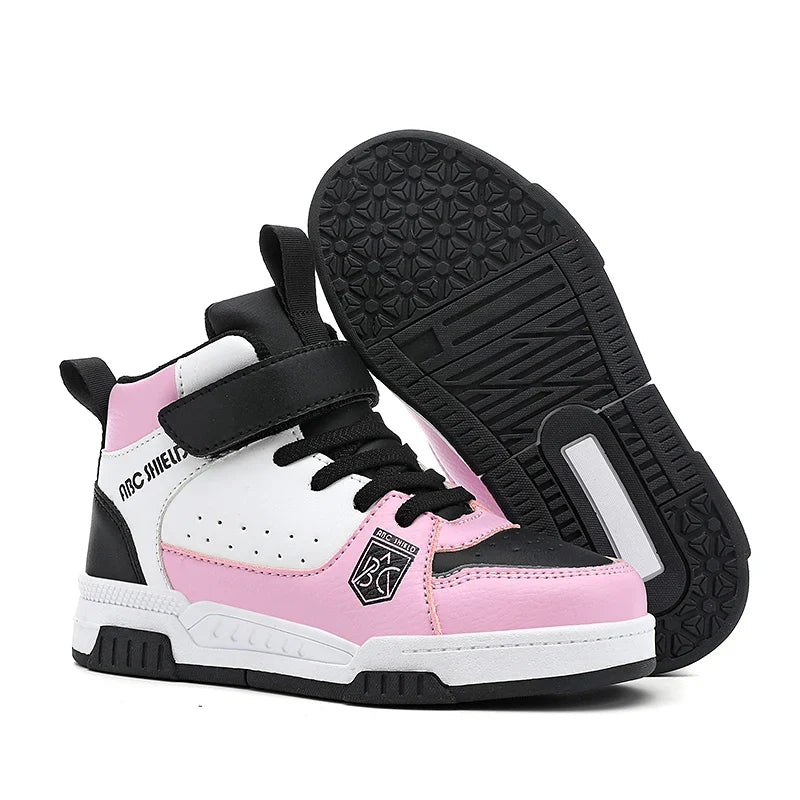Children‘s High-top Basketball Boots Boys Girls Non-slip Basketball Trainers Outdoor Jogging Sneakers Breathable Athletic Shoes