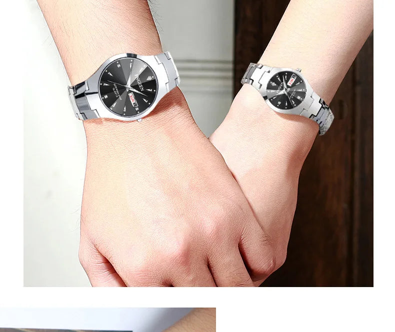 5808 Relogio Feminino Couple Watch Men Quartz watch for Lovers Luxury Womens wristwatch Stainless Steel Waterproof