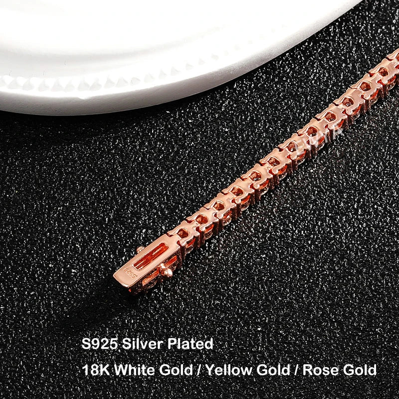 Real D Color Full 2/2.5/3/4/5/6.5mm Moissanite Tennis Bracelet For Women S925 Plated 18K Rose Gold Diamond Link Bracelets