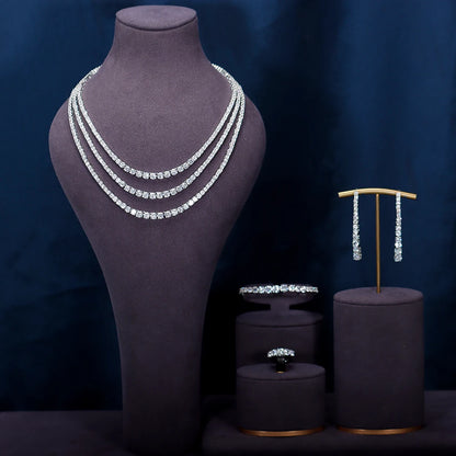 4pcs Bridal Cubic Zirconia Jewelry Sets For Women Party Luxury Dubai Nigeria CZ Crystal Wedding Jewelry Sets