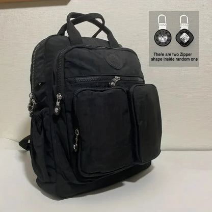 Fashion Woman Backpack Waterproof Nylon Soft Handle Solid Multi-pocket Travel Zipper Feminina School Bags Laptop Backpack