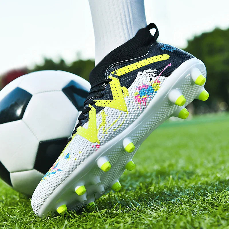 AG FG Athletic Soccer cleats PU Fabric Comfort Upper TPU Anti-slip Long Studs Sole Reliable Quality Adult Kids Training Shoes