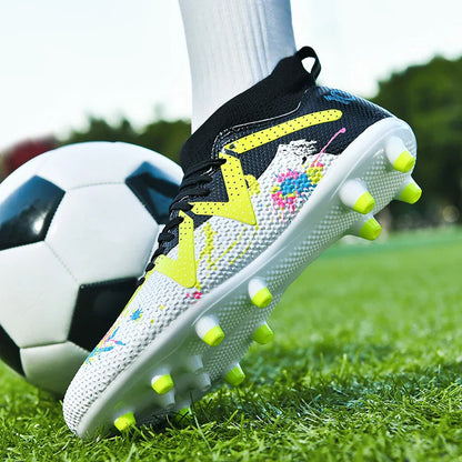 AG FG Athletic Soccer cleats PU Fabric Comfort Upper TPU Anti-slip Long Studs Sole Reliable Quality Adult Kids Training Shoes