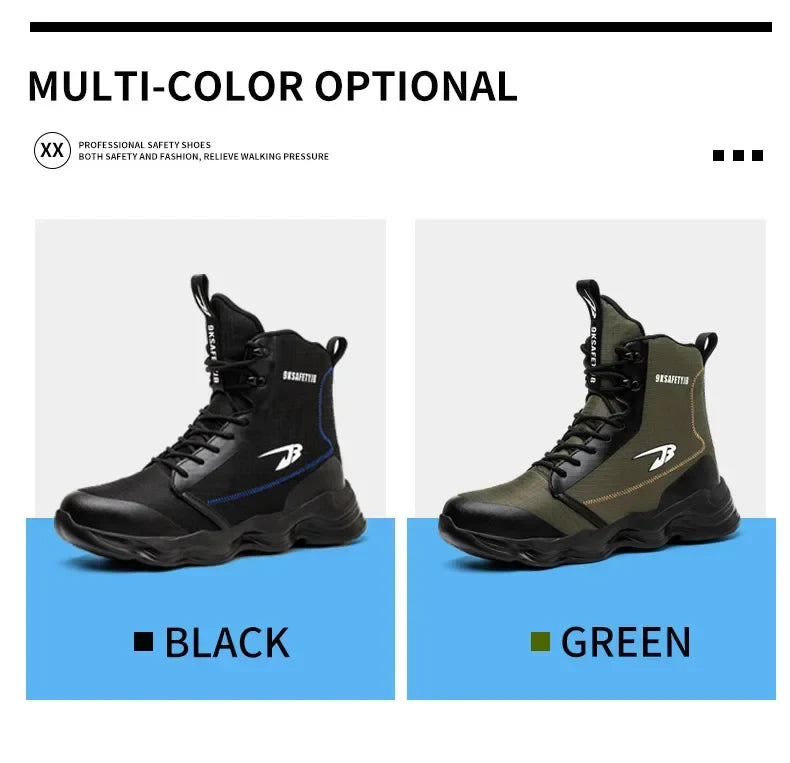 Safety Shoes Men Boots High Top Work Sneakers Steel Toe Cap Anti-smash Puncture-Proof work Boots Indestructible Shoes