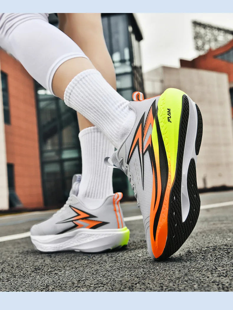 Tênis de Corrida Masculino Tênis Esportivo Especializado para Maratona Respirável Leve com Placa de Carbono Tênis Esportivo Feminino Moderno Feminino