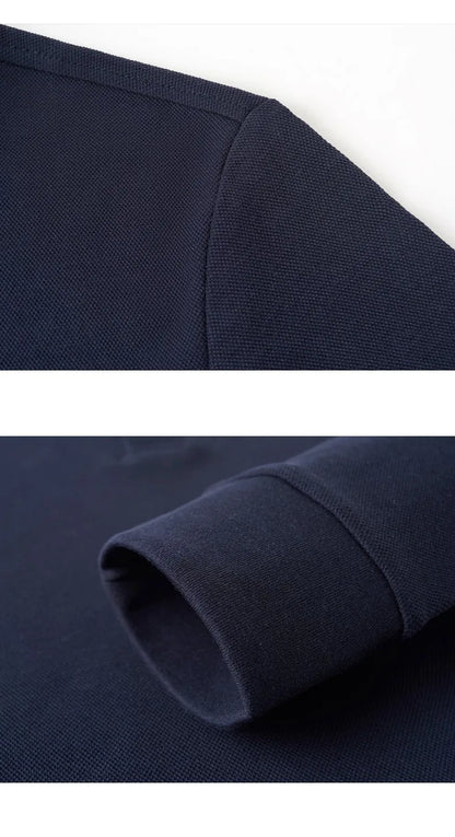 High end letter embroidery brand men's long sleeved polo shirt 2024 Spring and Autumn new comfortable 100% cotton casual T-shirt