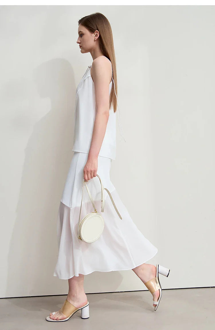 Minimalist Casual Bustier Skirt Women 2025 Summer New Office Lady Lace Slim Half-body Chiffon Fishtail Skirts 12522064
