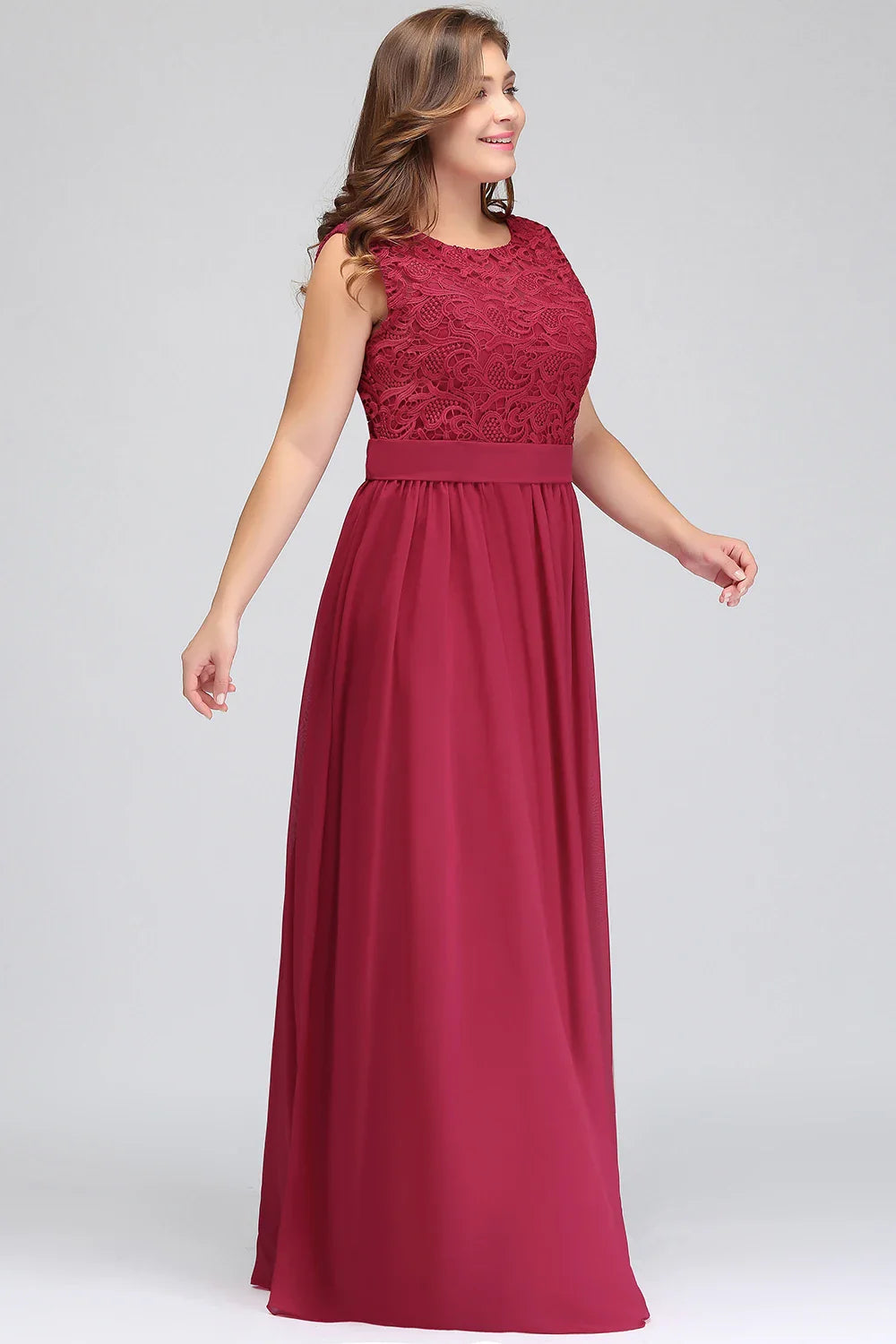 Hot Sale Lace A Line Prom Dress 2024 New Style Evening Dress Chiffon Back Illusion Bridsmaid Dress Pleat vestidos de fiesta