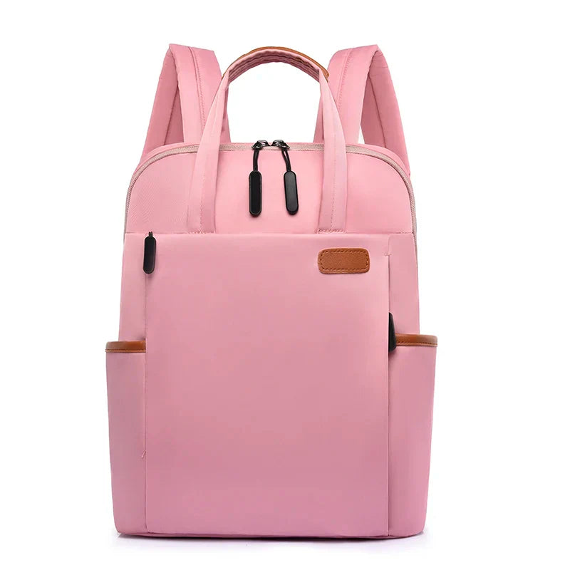 Laptop backpack with multiple pockets, adjustable shoulder straps, zipper closure, multi-purpose, school backpack