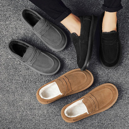 Winter Fashion Plush Men Loafers Outdoor Warm Men's Cotton Shoes Low-Top Casual Man Snow Boots with Fur Slip on Walking Footwear