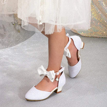 Girl Princess Dress Sandals Summer New Versatile Kids Fashion High Heels Shoes Sweet Bowknot Versatile Children Causal Sandals