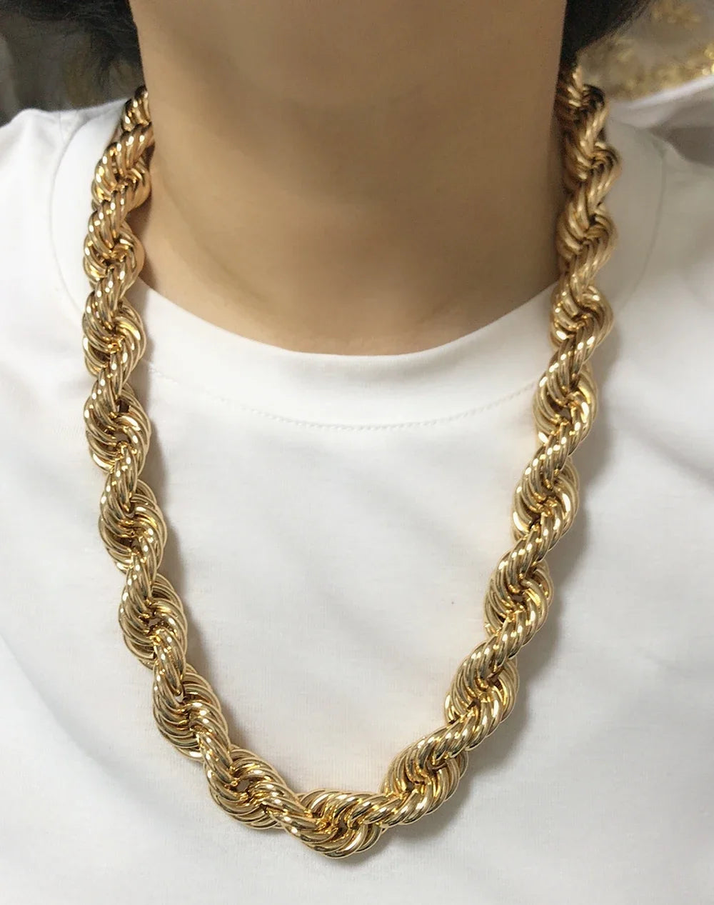 60cm 24in Punk Thick Chain Bicolor Gold-Plated Necklace For Men Women Hip Hop Luxury Copper Chain Dubai Jewelry Neck Party Gift