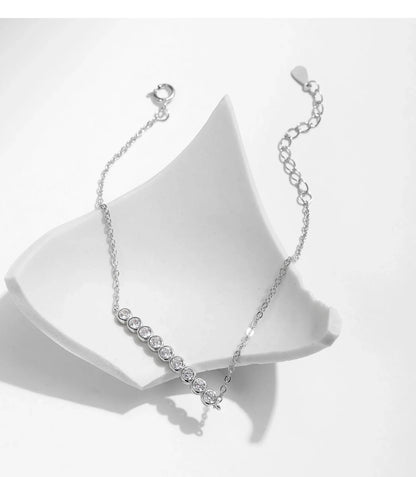 D Color Moissanite 925 Sterling Silver Simple Bracelet Round Lab Diamond Chain Link Jewelry For Women Luxury Wedding Gift