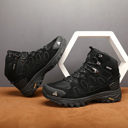 High-Top Men Hiking Boot Winter Outdoor Shoes Lace-Up Non-slip Sports Casual Trekking Boots Man Suede Warm Shoes
