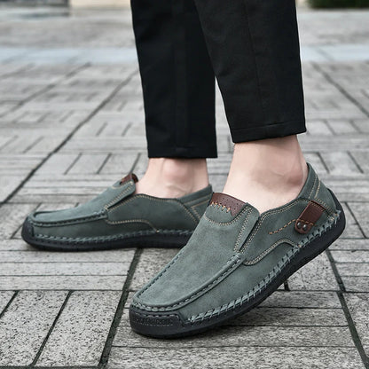 Handmade Leather Men Shoes Casual Comfortable Slip On Loafers Men Leather Shoes Flats Moccasins Walking Shoes