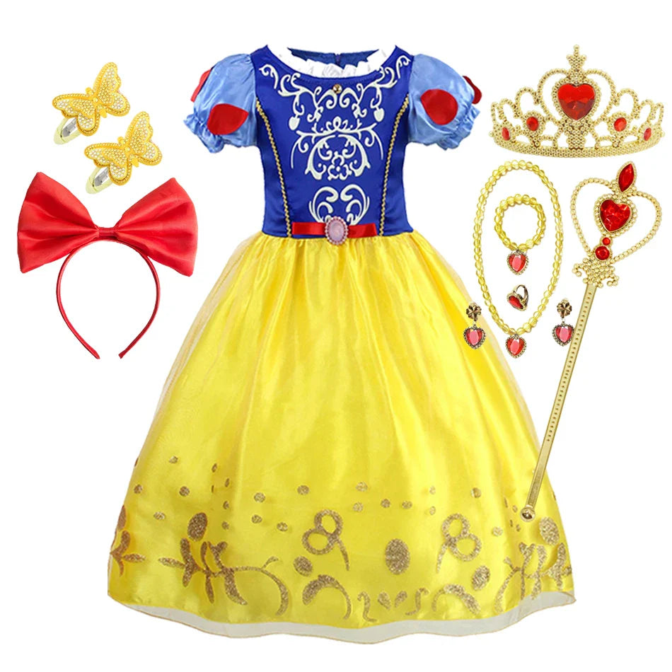 Girls Costume Sleeping Beauty Aurora Princess Party Rapunzel Halloween Snow White Cosplay Costume Kid Cinderella Dress up