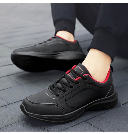 2025 New Lightweight Men Casual Leather Sneakers Non-slip Breathable Male Outdoor Running Shoes Lace Up Soft Sport Shoes
