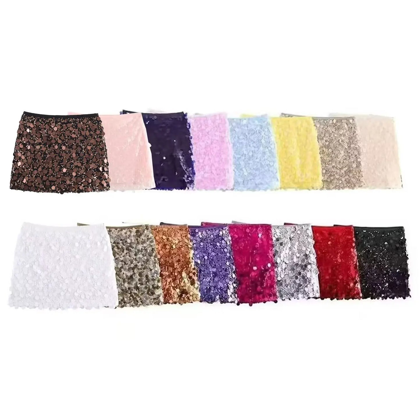 Women Spring Autumn Chic Mini Skirts Fashion With Sequined Solid Side Zipper Short Skirt Female Vintage High Waist Skirt