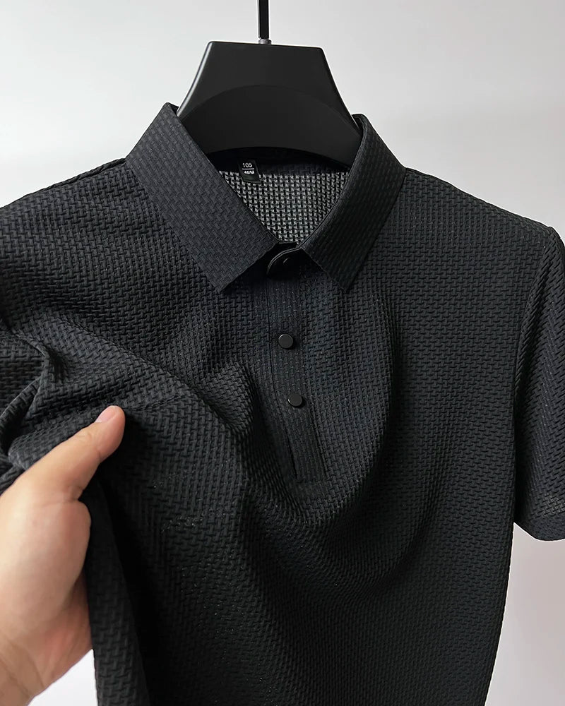 Upto EUR Sizes Tall Man Brand Top-Quality Men's Golf Shirt Lop-up Hollow Short-sleeved Polo Shirt SummerIce Silk Breathable Tee
