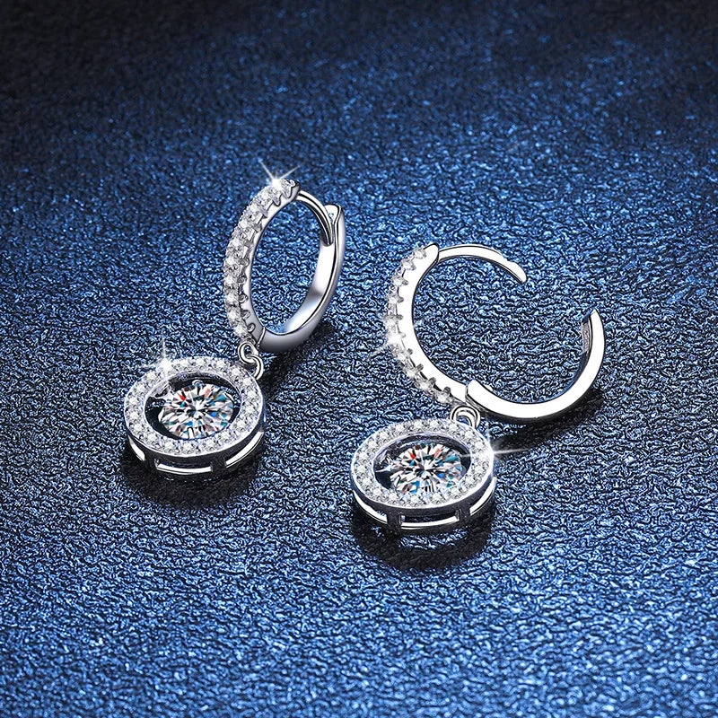 Real Moissanite Jewelry Set 925 Sterling Silver Sparking Beating Heart Diamond Pendants Necklace Hoop Earrings For Women Gift