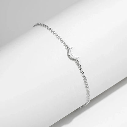 Link Chain Bracelet 925 Sterling Silver Polishing Simple Cute Moon Stackable Bracelet For Women Party Fine Jewelry Gifts