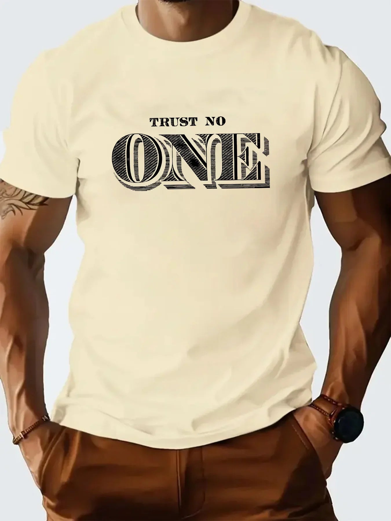 Men's Summer Casual Loose Size 100% Cotton Letter Print Round Neck Short Sleeve T-shirt Top