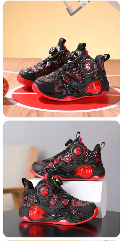 Children's Basketball Shoes Outdoor Anti-slip Cushioned Sneakers Boys Girls Ankle Support Basketball Combat Boots Athletic Shoes