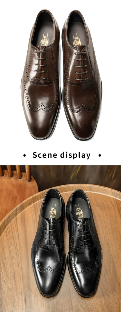 Men Casual Dress Shoes Patchwork Oxford Genuine Leather Formal Shoes for Male Party Dinner British Footwear