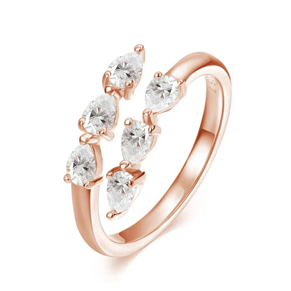 Test Passed 3*4MM Moissanite Rings for Women Lab Diamond Wedding Band 925 Sterling Silver Female Crown Single Tail Ring