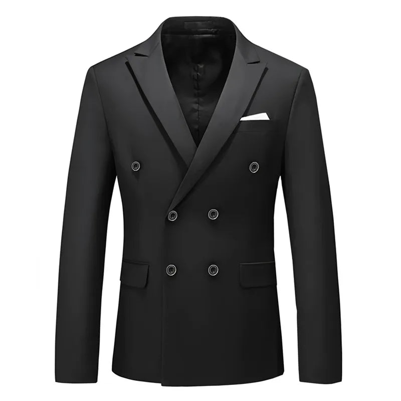 2 Pieces Double Breasted Formal Men Suits Slim FitGroom Tuxedos for Wedding Peaked Lapel Custom Male Blazer Prom Daily Wear