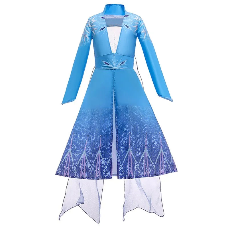 Vestido Elsa 2 Fantasia Meninas 3 5 6 8 10 Anos Infantil Halloween Cosplay Princesa Vestido Aniversário Roupa Festa
