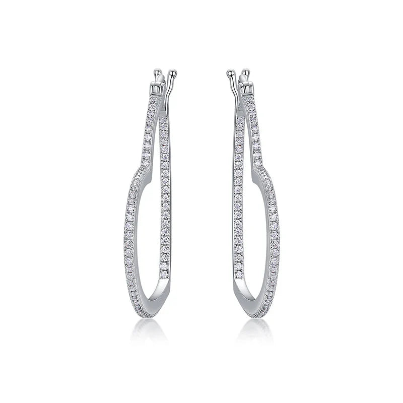 3.2CM Heart Moissanite Hoop Earrings for Women Classic Party Sparkling 925 Sterling Silver Earrings Wholesale Jewelry