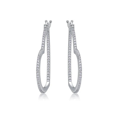 3.2CM Heart Moissanite Hoop Earrings for Women Classic Party Sparkling 925 Sterling Silver Earrings Wholesale Jewelry