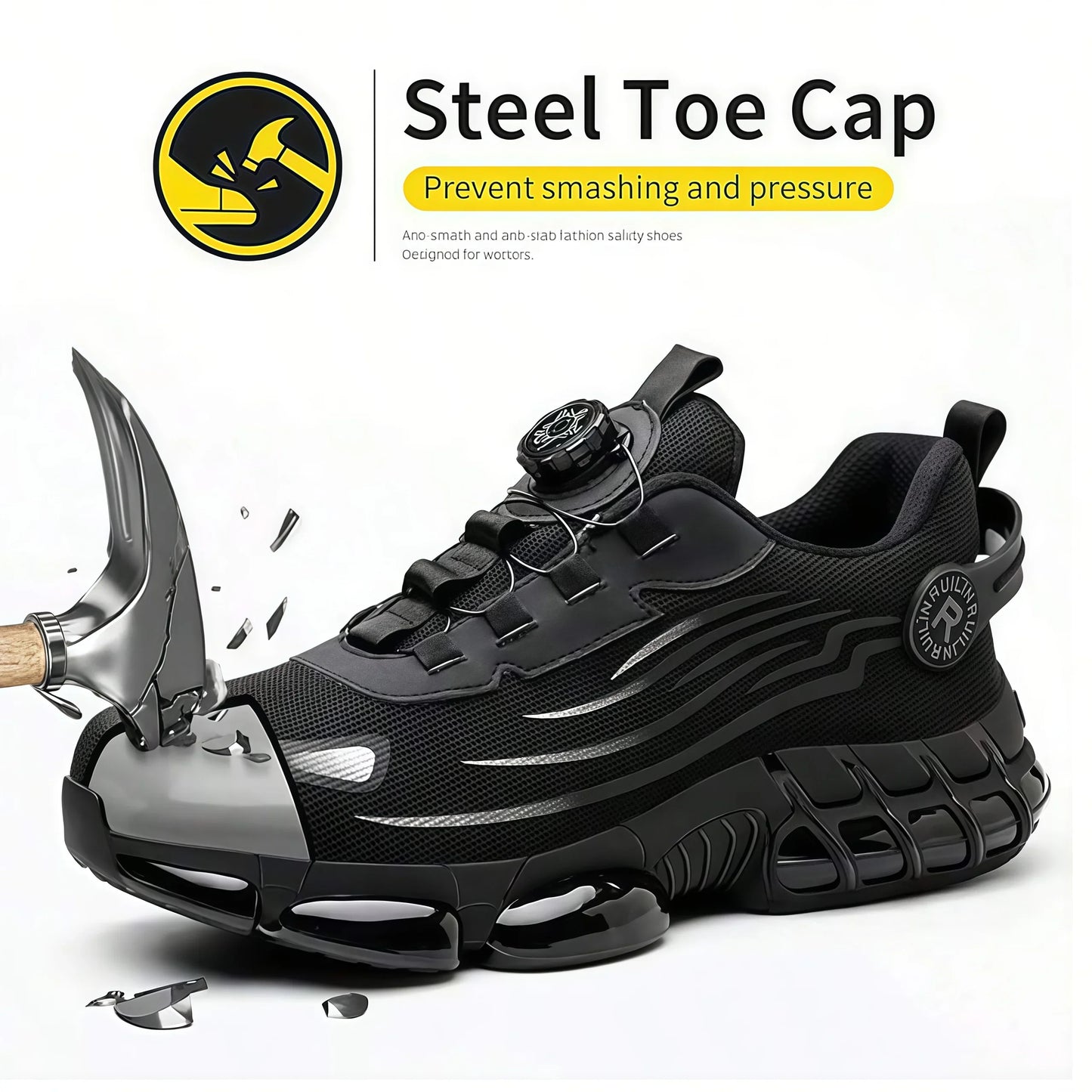 Indestructible Steel Toe Work Shoes for Men Women Rotating Button Safety Shoes Lightweight Construction Work Safety Shoes