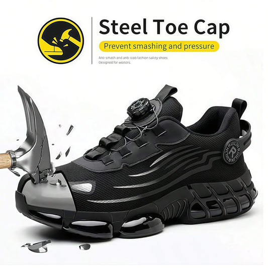 Indestructible Steel Toe Work Shoes for Men Women Rotating Button Safety Shoes Lightweight Construction Work Safety Shoes