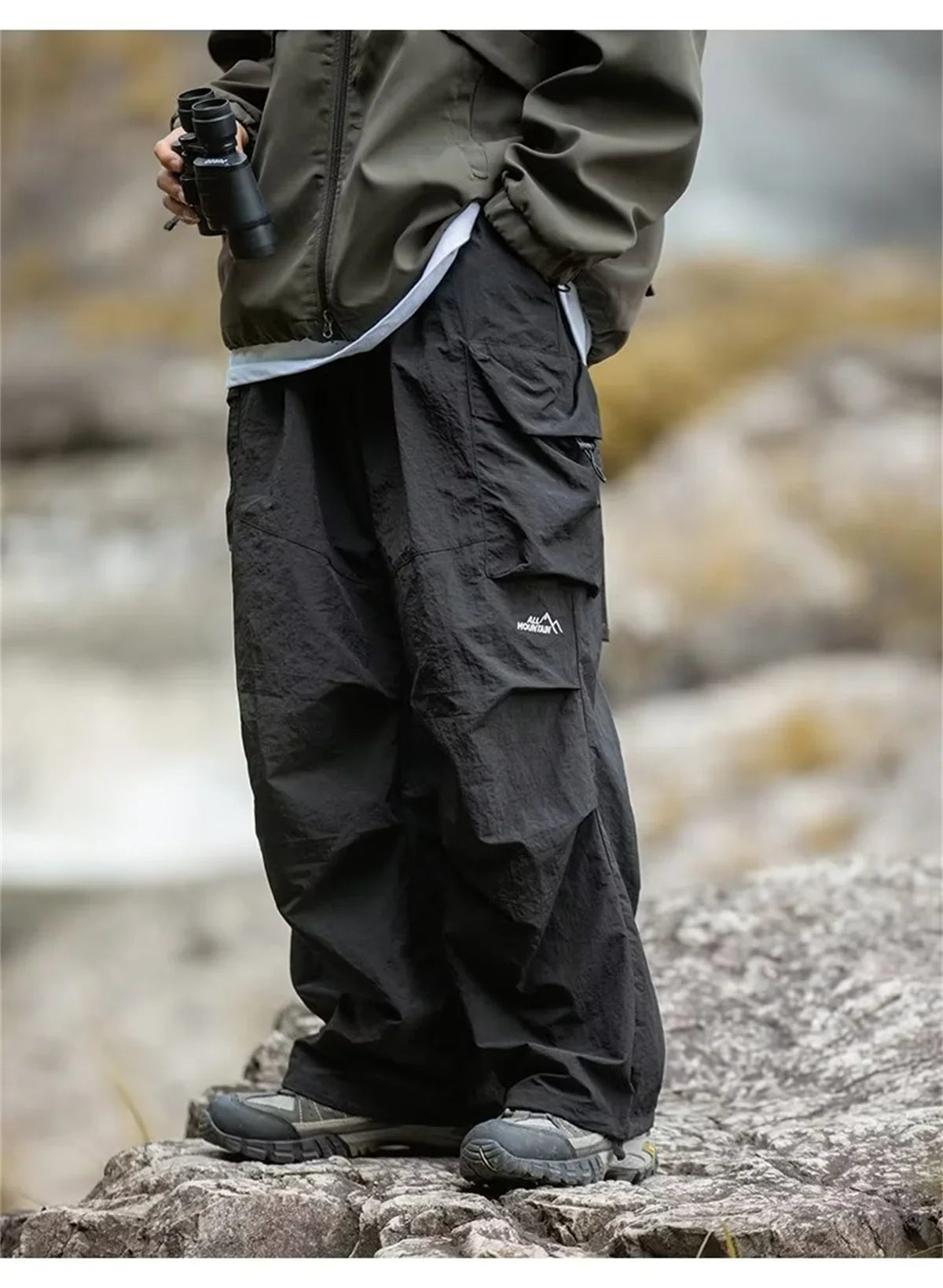 New Trendy New Men's Spring/Summer Breathable Outdoor Cargo Parachute Pants Leisure Hiking Mountaineering Water-resist Pants