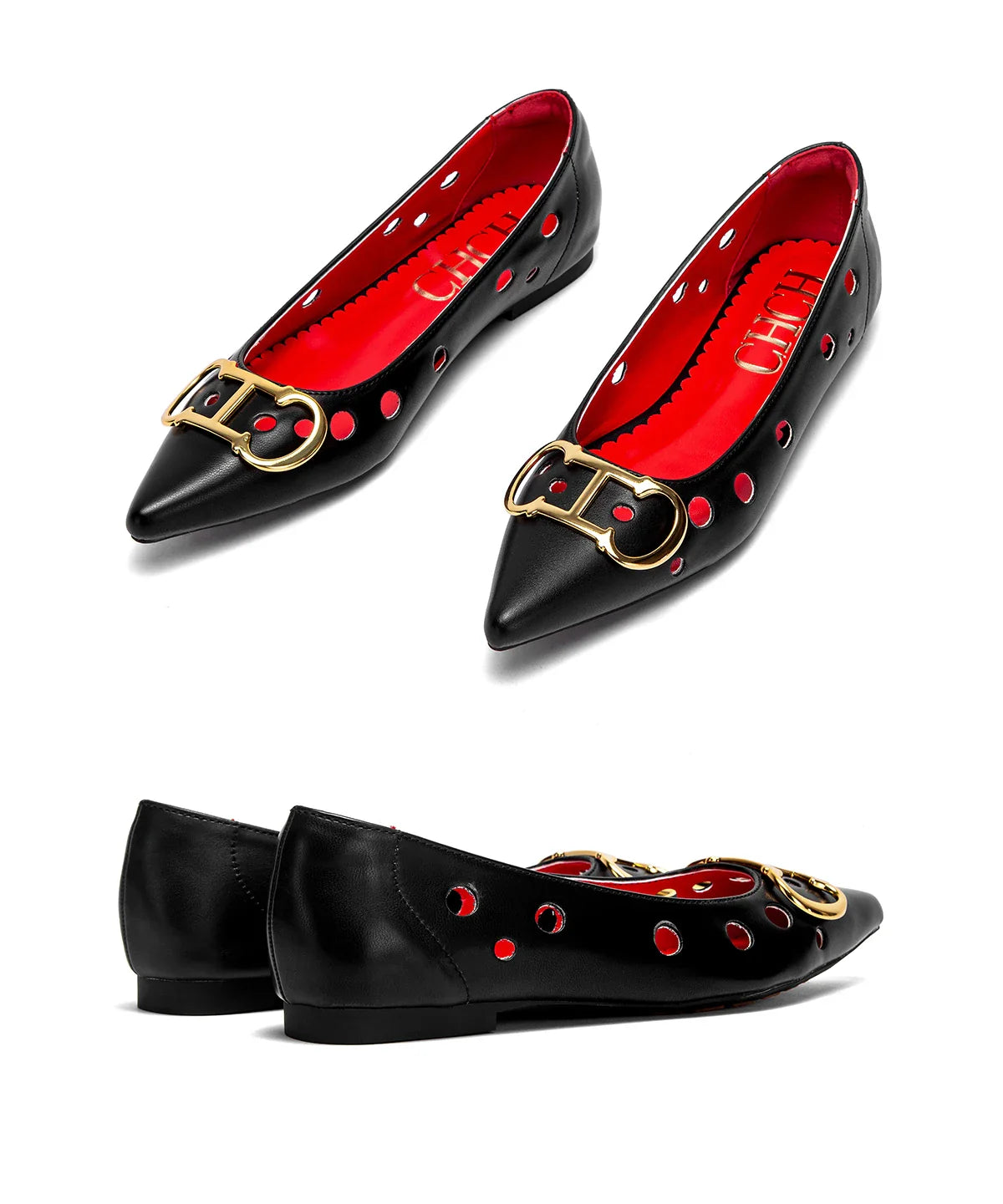 2025 Women's Flat Shoes New Punching Design Pointed Woman Shoes Simple Anti slip