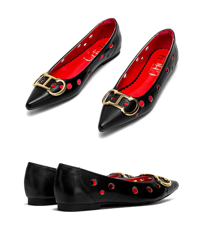 2025 Women's Flat Shoes New Punching Design Pointed Woman Shoes Simple Anti slip