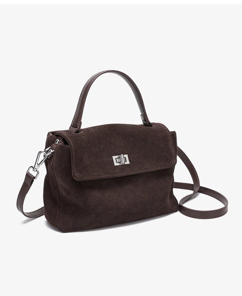 2026 NEW Autumn winter women's Natural Suede leather Crossbody Bag luxury designer Genuine Leather commuting messenger bag