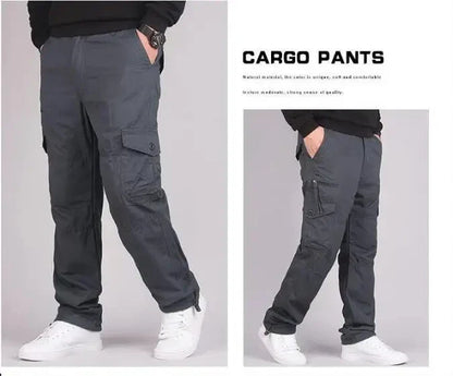 Men's Winter Cargo Pants Double Layer Fleece Warm Thick Camouflage Tactical Cotton Long Trousers Men Baggy Casual Cotton Pants