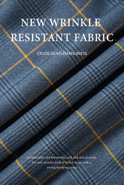 High quality 3 Piece Checkered Suit Set dark blue Stylish Business Office Wedding Formal Outfit Elegant full man dinner suit