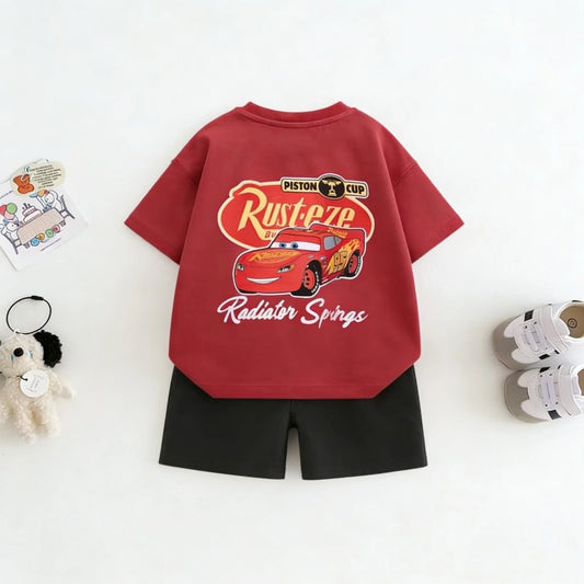2piece/set For Boy Clothing Summer Cotton Cartoon Car Tshirt + Shorts Children's Wear Outfits Kids Costume Leisure Tracksuits