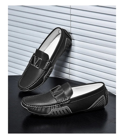 High Quality Men's Casual Leather Shoes Cowhide Loafers Soft Luxury Pea Shoes Color Genuine Leather Men's Flats Driving Shoes