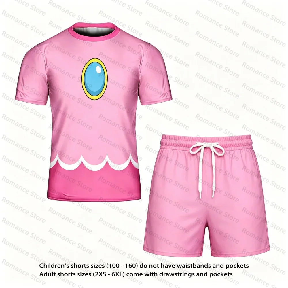 Super Waluigi Cosplay Tracksuit 3D Print T Shirt Shorts Suit For Kids Adults Anime Game Costume Summer Women Set Men's Suit