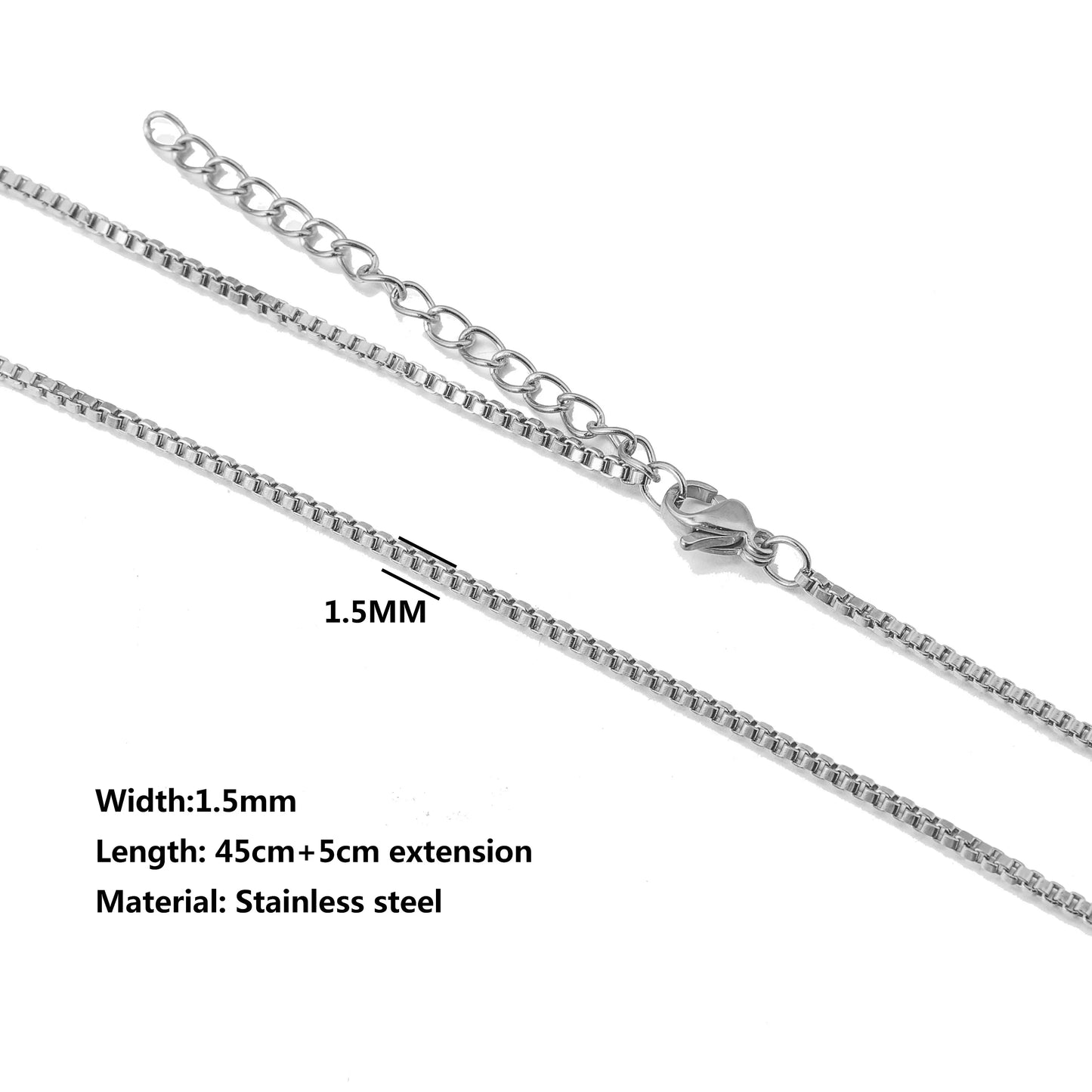 5pcs Stainless Steel Bead Chain Cuba Cross O Ripple Chain Necklace Plated Gold 45CM Adjustable Chain Lobster Clasp DIY Necklace